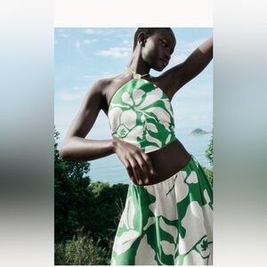 H&M: haltterneck top and long A line linen based skirt